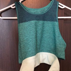 Outdoor Voices sz M set: top & pants mint/grn/blue